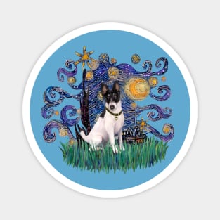 Starry Night Derivative Featuring A Smooth Fox Terrier (black/white) Magnet